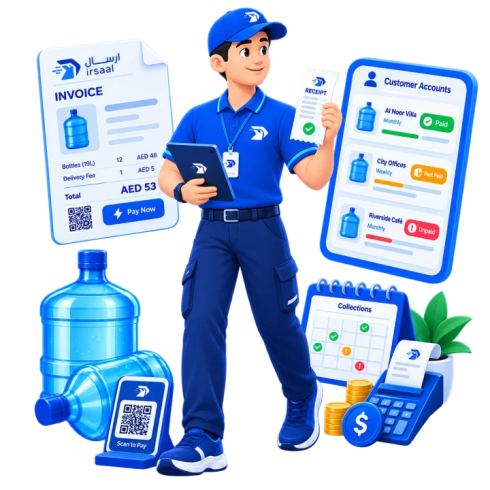 Rider managing invoices and customer collections