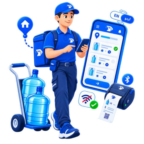 Rider using the mobile delivery application